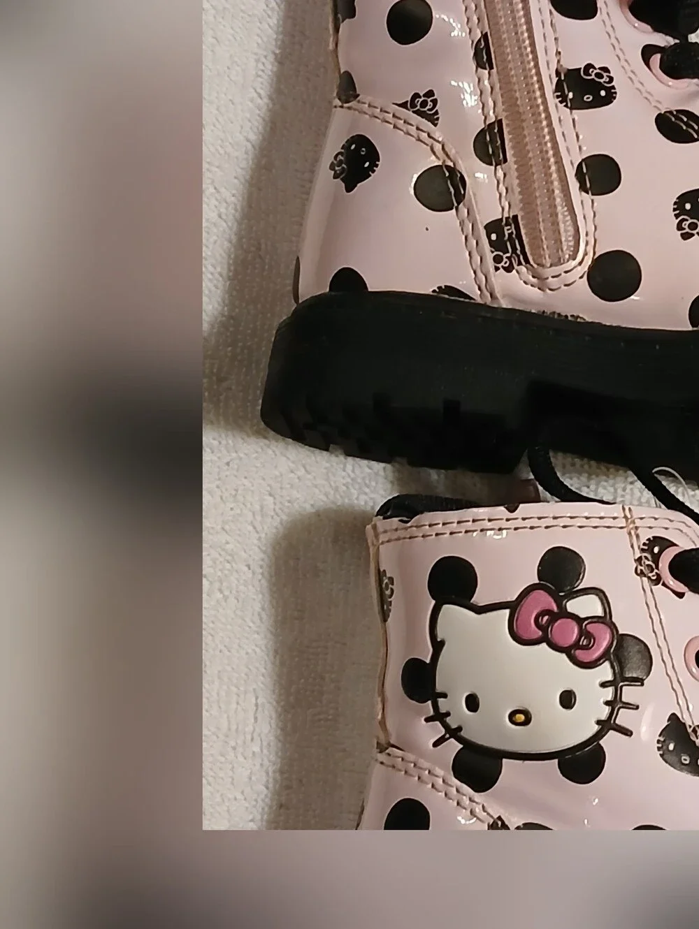 Hello Kitty Pink Polka Dot Toddler Size 6 Lace-Up Boots. FF#392